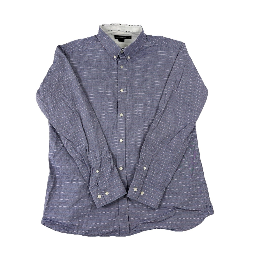 French‎ Connection Button Down Long Sleeve Dress Shirt Mens Size X-Large XL Blue